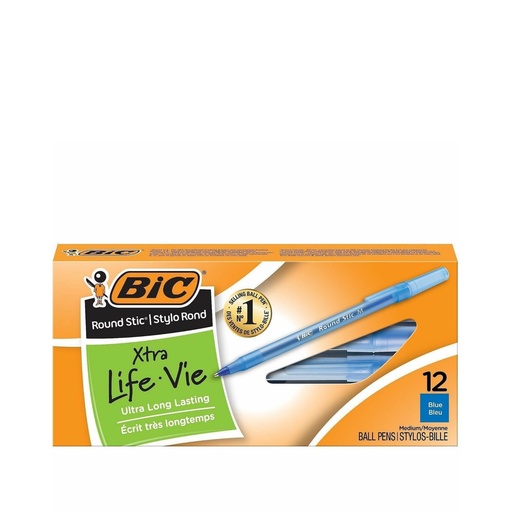 [3PEBP1521/12] Ballpoint Pen Round Stic Medium - Blue (Pack of 12)