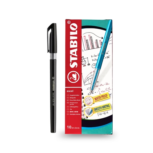 [3PEBP4001/10] Ballpoint Pen Excel 828 Medium - Black (Pack of 10)