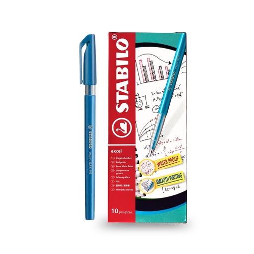 [3PEBP4002/10] Ballpoint Pen Excel 828 Medium - Blue (Pack of 10)
