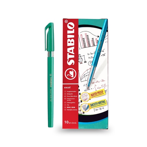 [3PEBP4004/10] Ballpoint Pen Excel 828 Medium - Green (Pack of 10)