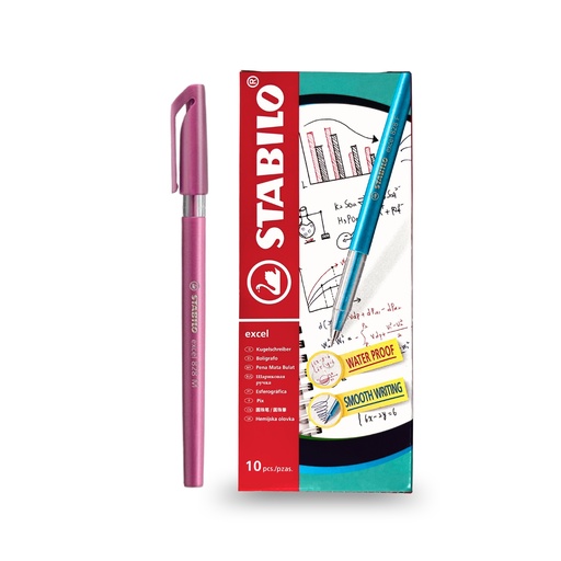 [3PEBP4005/10] Ballpoint Pen Excel 828 Medium - Pink (Pack of 10)