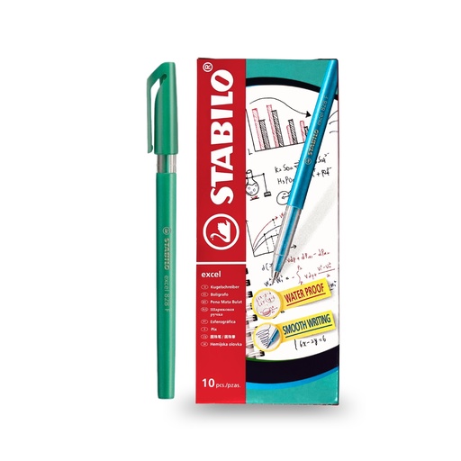 [3PEBP4007/10] Ballpoint Pen Excel 828 Fine - Green (Pack of 10)