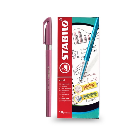 [3PEBP4008/10] Ballpoint Pen Excel 828 Fine - Pink (Pack of 10)