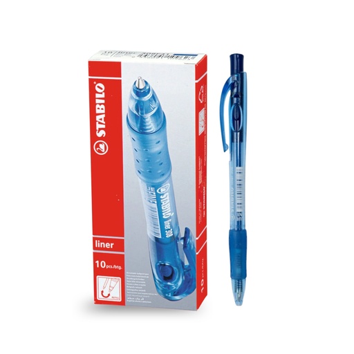 [3PEBP6025/10] Ballpoint Pen Liner 308 Retractable Medium - Blue (Pack of 10)