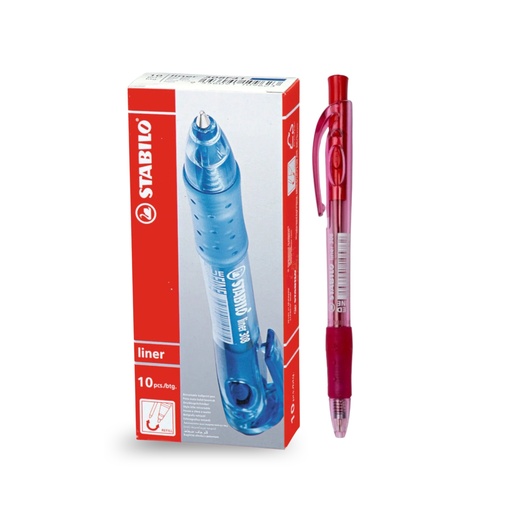 [3PEBP6027/10] Ballpoint Pen Liner 308 Retractable Medium - Red (Pack of 10)