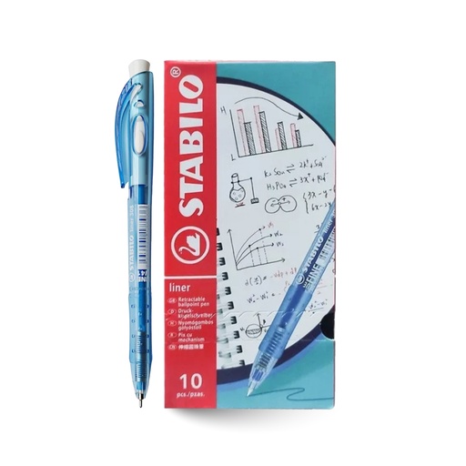 [3PEBP6029/10] Ballpoint Liner 308 Retractable Fine - Blue (Pack of 10)