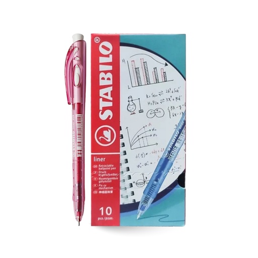 [3PEBP6031/10] Ballpoint Liner 308 Retractable Fine - Red (Pack of 10)