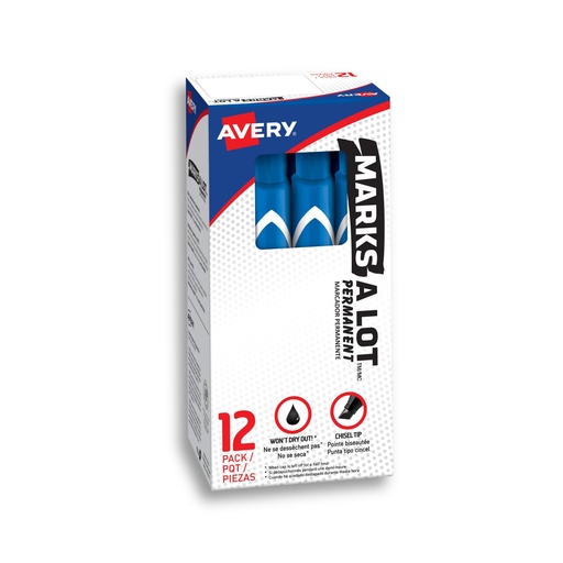 [3PEMK5009/12] Marks-A-Lot Permanent Marker - Chisel Blue (Pack of 12)