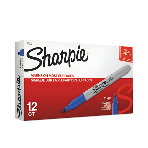 [3PEMK5013/12] Sharpie Permanent Marker Fine - Blue (Pack of 12)