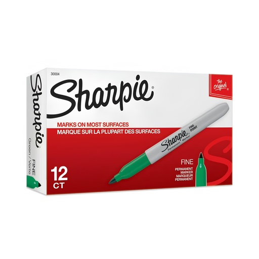 [3PEMK5015/12] Sharpie Permanent Marker Fine - Green (Pack of 12)