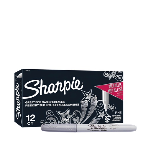[3PEMK5047/12] Sharpie Permanent Marker Fine - Metallic Silver (Pack of 12)