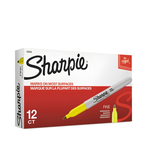 [3PEMK5052/12] Sharpie Permanent Marker Fine - Yellow (Pack of 12)