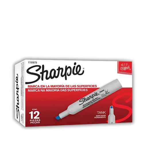 [3PEMK5057/12] Sharpie Tank Permanent Marker - Chisel Blue (Pack of 12)