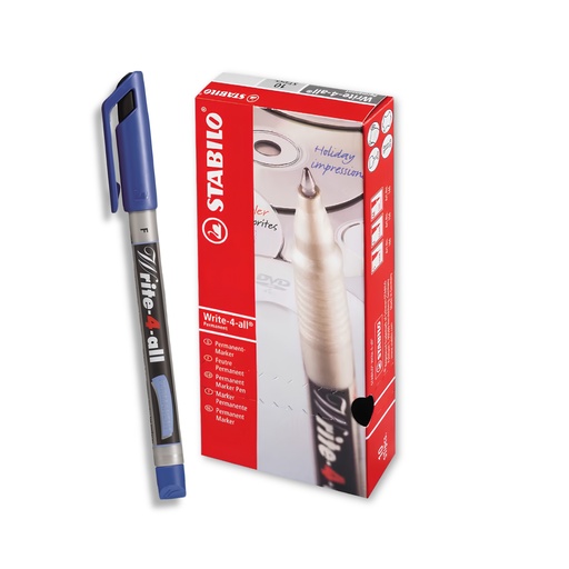 [3PEMK5514/10] Write-4-All Permanent Marker Fine - Blue (Pack of 10)