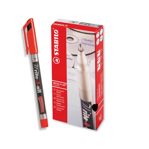 [3PEMK5516/10] Write-4-All Permanent Marker Fine - Red (Pack of 10)