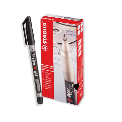 [3PEMK5521/10] Write-4-All Permanent Marker Superfine - Black (Pack of 10)