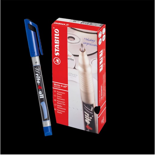 [3PEMK5522/10] Write-4-All Permanent Marker Superfine - Blue (Pack of 10)