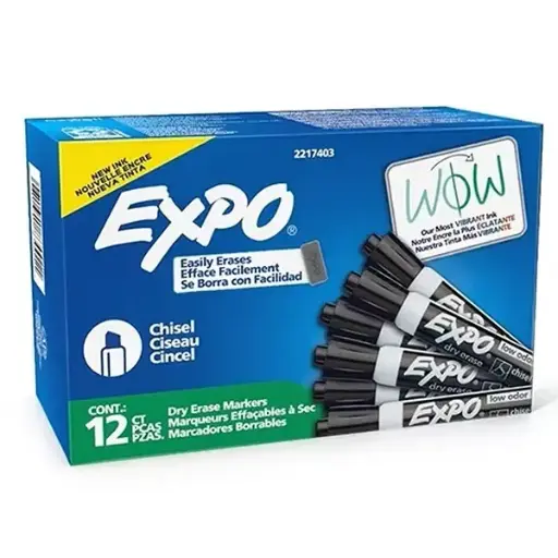 [3PEMK6001/12] Expo Dry Erase Marker - Chisel Black (Pack of 12)