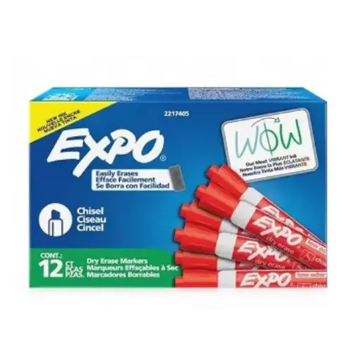 [3PEMK6008/12] Expo Dry Erase Marker - Chisel Red (Pack of 12)