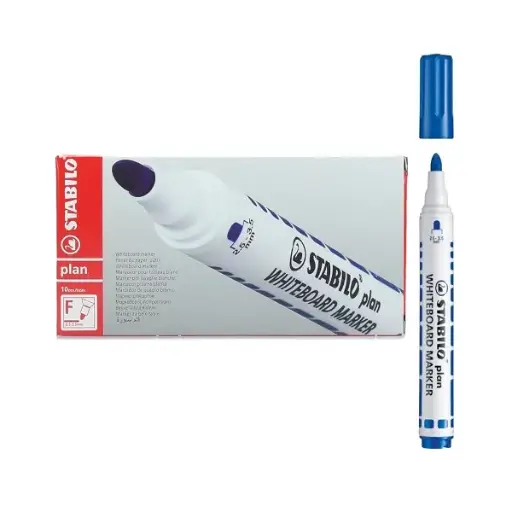 [3PEMK6015/10] Stabilo Plan Whiteboard Marker - Bullet Blue (Pack of 10)
