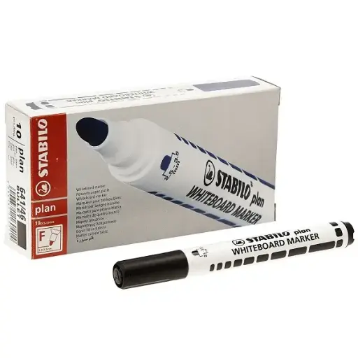 [3PEMK6016/10] Stabilo Plan Whiteboard Marker - Bullet Black (Pack of 10)