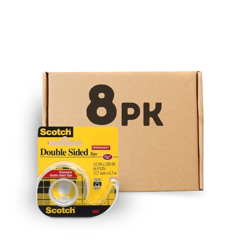 [3PLTS0501/8] Double Sided Tape 1/2" With Dispenser (Pack of 8)