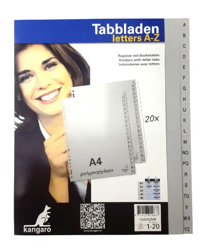 [3RBTB0003/10] A4 PP Index Divider Wide - Gray Alphabetic Tabs (Pack of 10)