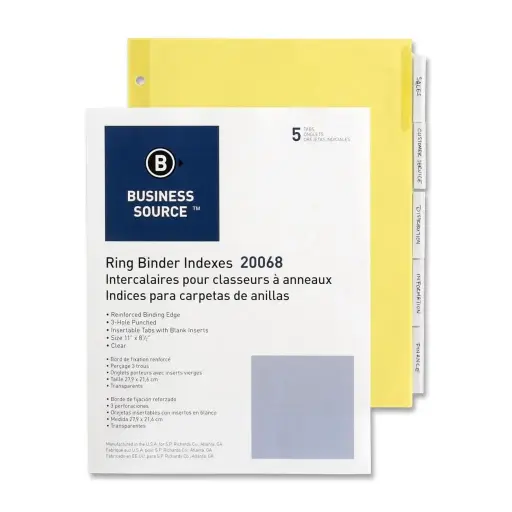 [3RBTB3529/50] Letter Size PP Index Divider - 5 Clear Tabs (Pack of 50)