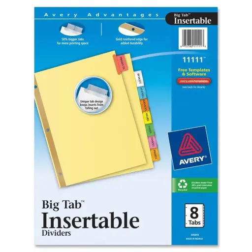 [3RBTB3531/48] Letter Size Carton Index Divider - 8 Tabs (Pack of 48)