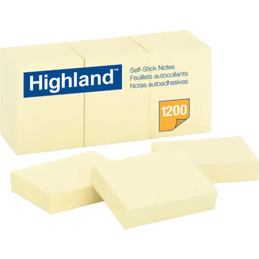 [3SNPL0001/12] Highland Self Stick Notes 1.5" x 2" - Yellow (Pack of 12)