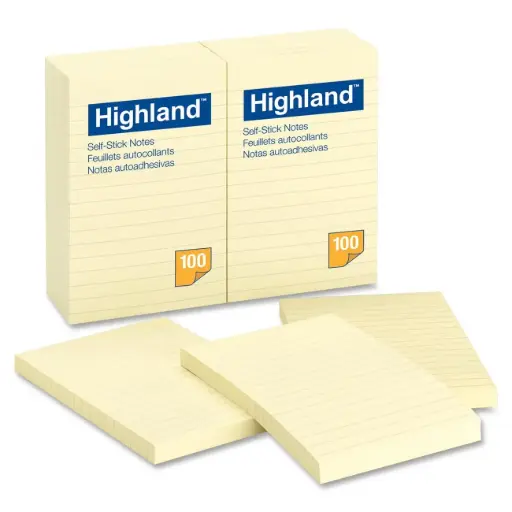 [3SNRU0002/12] Ruled Self Stick Notes - Yellow (Pack of 12)