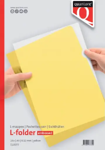 [3MASH0039/100] Economy Plastic L-Folder A4 - Yellow Embossed (Pack of 100)