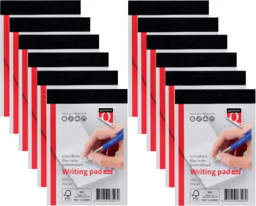 [3NOCB0126/12] Ruled A7 Writing Pad Quantore (Pack of 12)