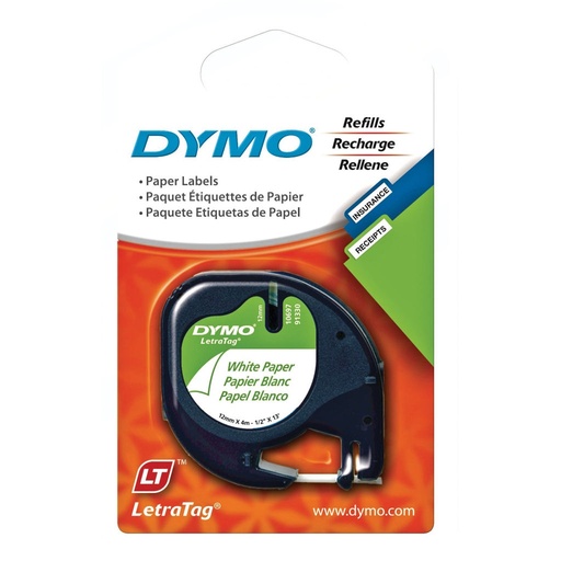 [3KMLB0525] Dymo LetraTag Label - White Paper