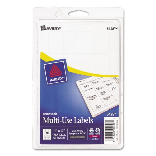 [3LTLB0004] Avery 5428 Multi-Use Labels 1" x 3/4" - White