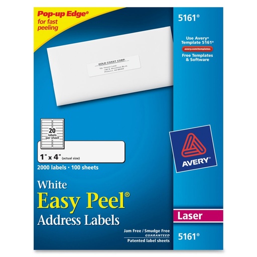 [3LTLB0016] Avery 5161 White Shipping Labels 1" x 4" 