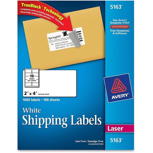 [3LTLB0018] Avery 5163 White Shipping Labels 2" x 4" 
