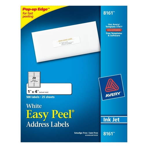 [3LTLB0035] Avery 8161 White Adress Labels 1" x 4" 