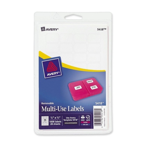 [3LTLB0060] Avery 5418 Multi-Use Labels 1/2" x 3/4" - White 