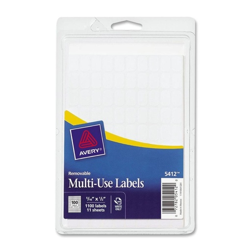 [3LTLB0092] Avery 5412 Multi-Use Labels 5/16" x 1/2" - White 