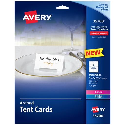 [3LTLB0123] Avery 35700 Arched Tent Cards 2 1/16" x 3 3/4" 