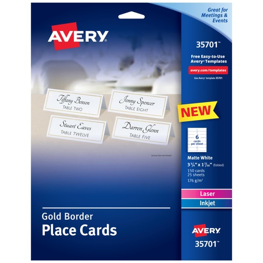 [3LTLB0124] Avery 35701 Gold Border Place Cards 
