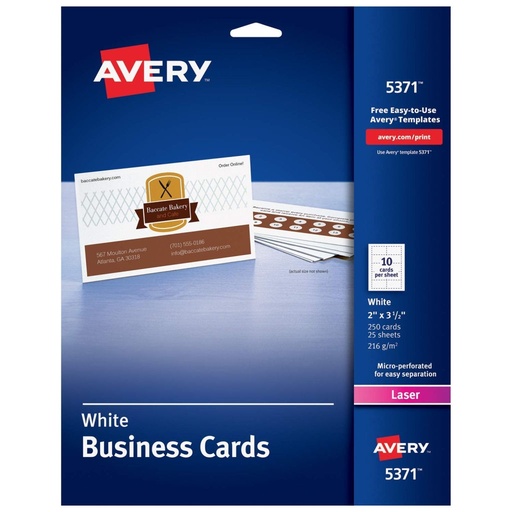 [3LTLB7011] Avery 5371 Two Sided Printable Business Cards - White 