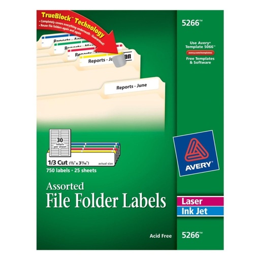 [3LTLB7013] Avery 5266 File Folder Labels 2/3" x 3 7/16" 