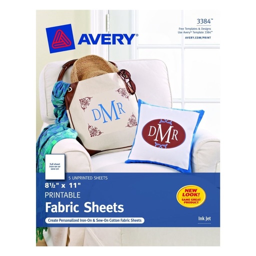 [3LTLB7033] Avery 3384 Printable Fabric Sheets 8 1/2" x 11" 