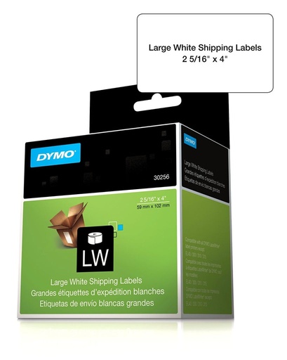 [3LTLB0103] Dymo 30256 LW White Shipping Labels 2 5/16" x 4" 