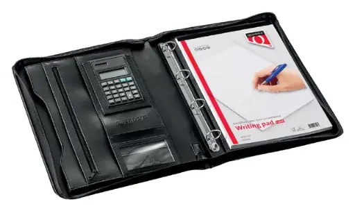 [3MADI0108] Writing Folder Quantore A4 with zipper and calculator  - Black