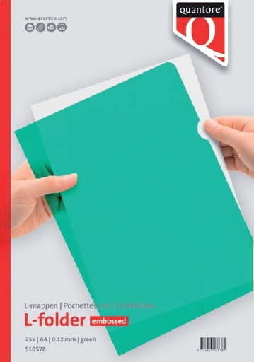 [3MASH0040] Economy Plastic L-Folder A4 - Green Embossed