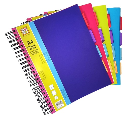 [3NOCB0119] A4 Project Book 400 Pages - 4 Tabs Assorted