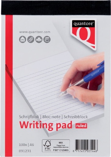 [3NOCB0128] Ruled A6 Writing Pad Quantore